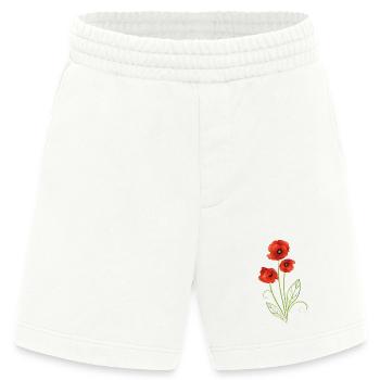 Summer Flower. Red Poppies Flower. - Heavyweight Shorts - made by SPREAD  - OFF WHITE - Front