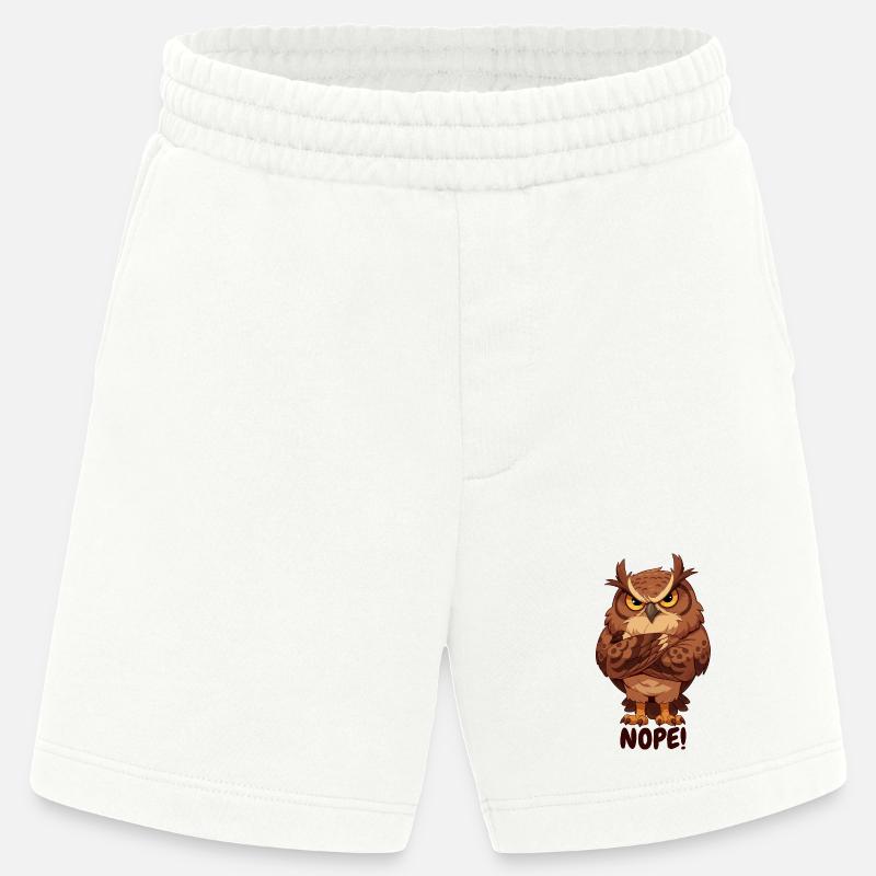 Nope! Grimmige Eule mit Attitüde - Heavyweight Shorts - made by SPREAD  - OFF WHITE