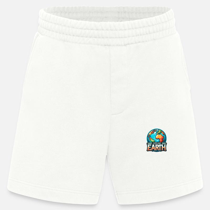 Explore Earth - Erde Illustration - Heavyweight Shorts - made by SPREAD  - OFF WHITE
