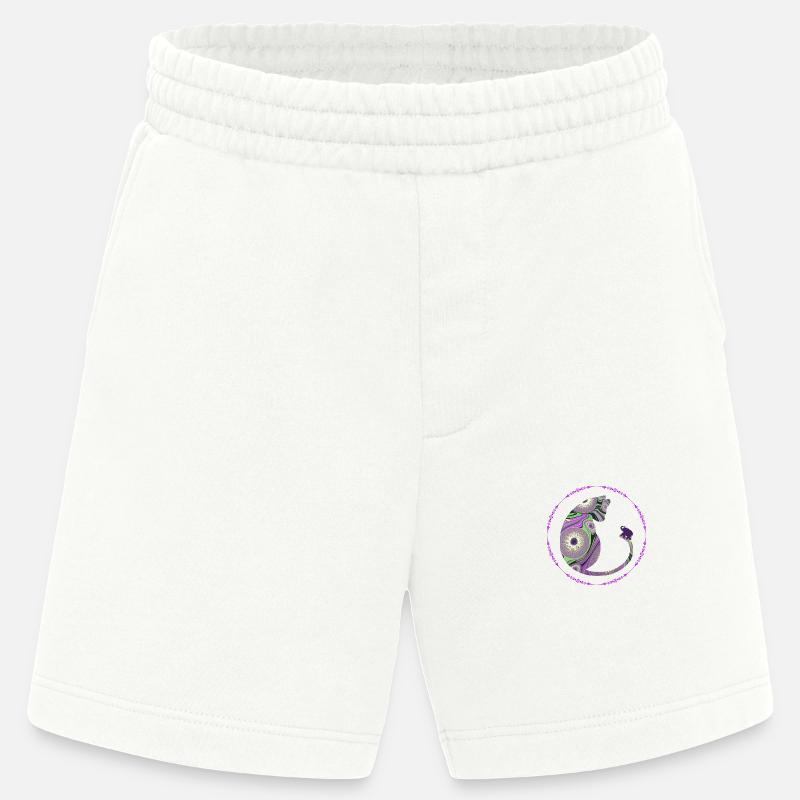Chat avec éléphant E 239 - Short bio épais fabriqué en UE - OFF WHITE