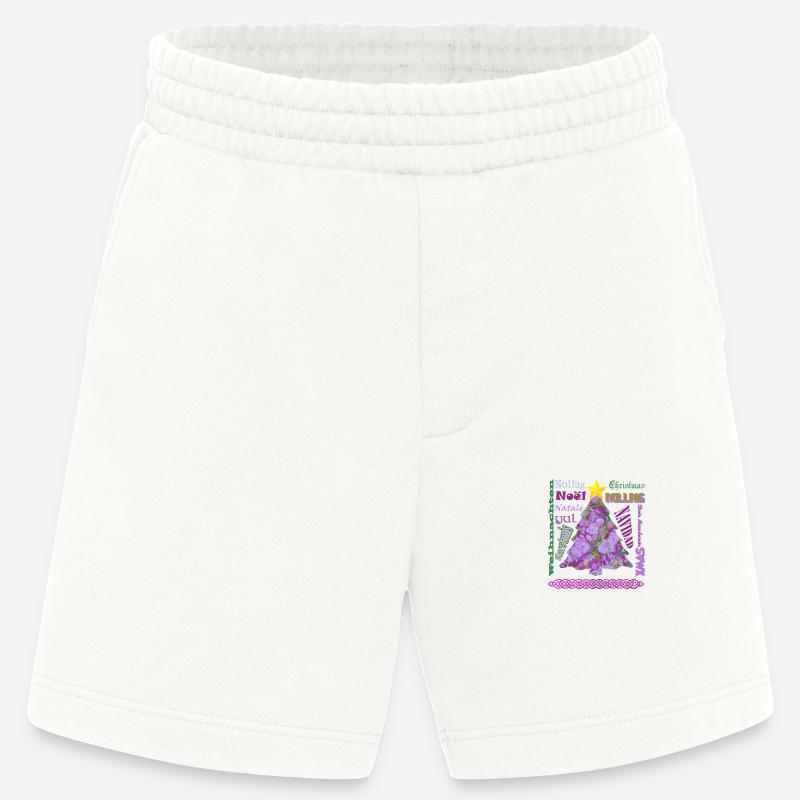 Christmas multilingual E 230 - Heavyweight Shorts - made by SPREAD  - OFF WHITE