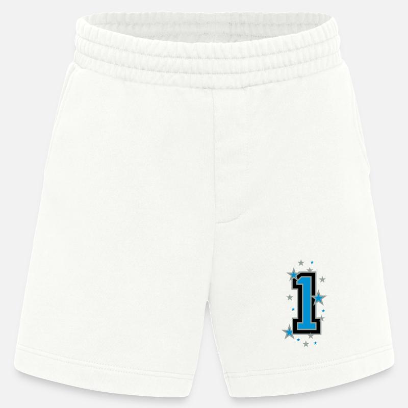Mit Sterne verzierte Nummer Eins - Heavyweight Shorts - made by SPREAD  - OFF WHITE