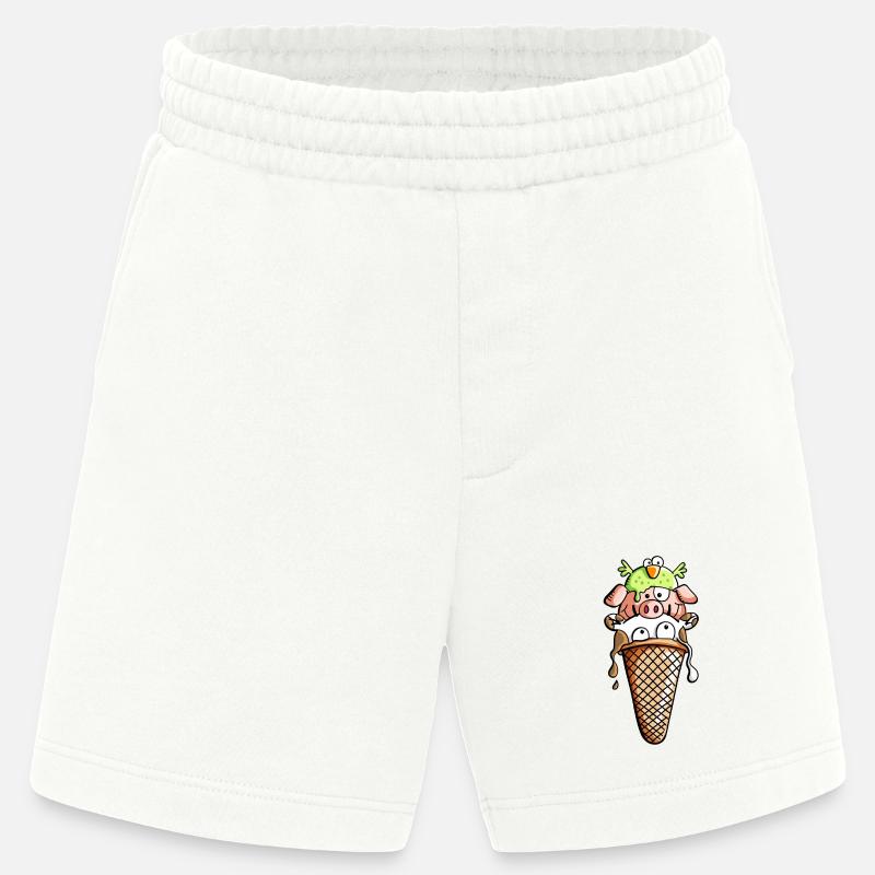 Bauernhoftier Eiscreme - Tiere - Eis - Kinder -Fun - Heavyweight Shorts - made by SPREAD - OFF WHITE