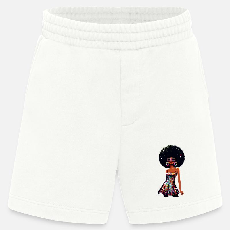 Disco Afro Glam Sequins Design - Short bio épais fabriqué en UE - OFF WHITE