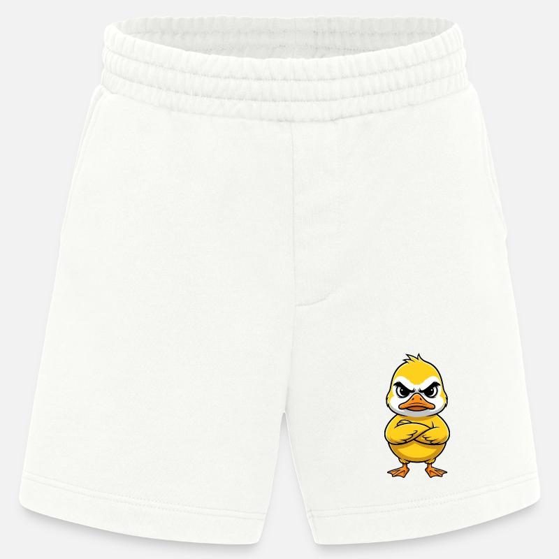 Grumpy Duck Cartoon Annoyed Grumpy Sour - Heavyweight Shorts - made by SPREAD - OFF WHITE