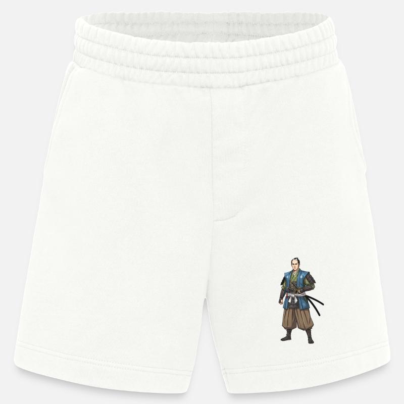 Edo Samurai in blauer Jacke - Heavyweight Shorts - made by SPREAD  - OFF WHITE