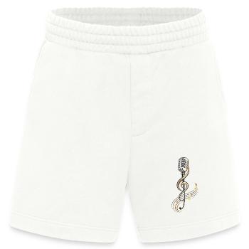 Mikrofon mit Violinschlüssel – Musik Motiv - Heavyweight Shorts - made by SPREAD  - OFF WHITE - Vorne