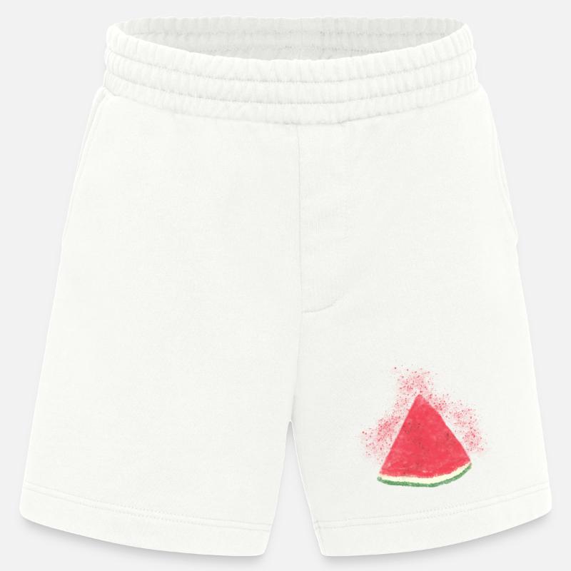 Pastèque, Pastèque, Melon, Aquarelle - Short bio épais fabriqué en UE - OFF WHITE