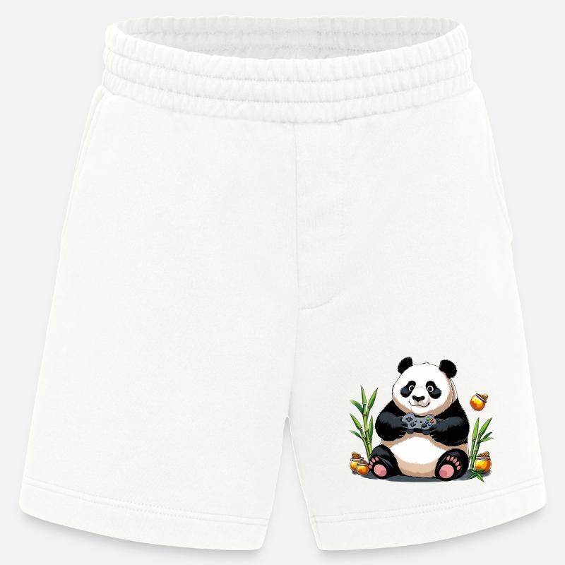 Chill Panda mit Gaming Controller - Heavyweight Shorts - made by SPREAD  - OFF WHITE