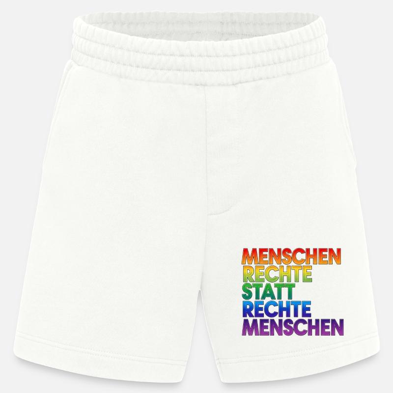 Regenbogen Statement Spruch Menschenrechte - Heavyweight Shorts - made by SPREAD  - OFF WHITE