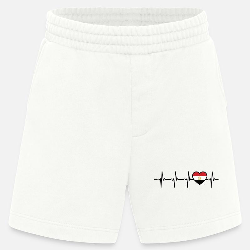 Égypte Heartbeat Drapeau Egyptiens - Short bio épais fabriqué en UE - OFF WHITE