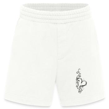 Coeur aux petits coeurs et aux fleurs - Short bio épais fabriqué en UE - OFF WHITE - Devant