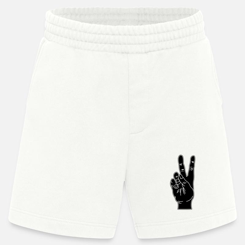 Geste de la main noire paix - Short bio épais fabriqué en UE - OFF WHITE
