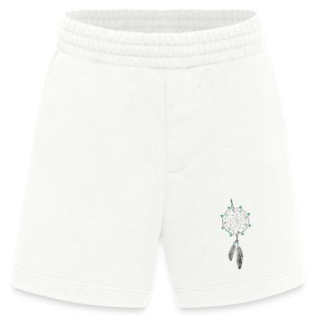 Traumfänger mit Federn und türkisfarbenen Perlen - Heavyweight Shorts - made by SPREAD  - OFF WHITE - Vorne