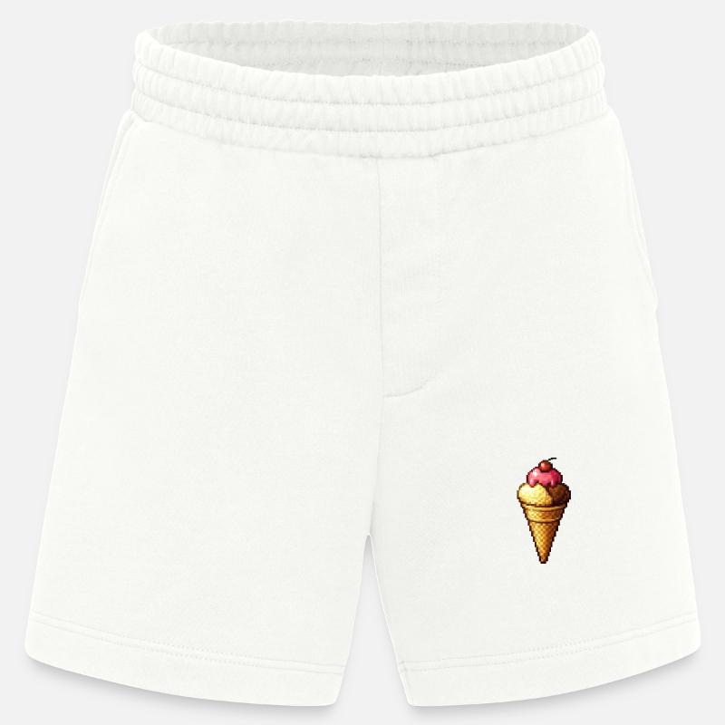 Retro Pixel Eiscreme Cone - Heavyweight Shorts - made by SPREAD  - OFF WHITE