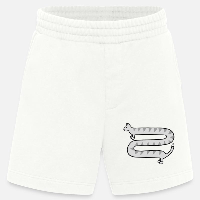 Cute long grey tabby cat - Heavyweight Shorts - made by SPREAD  - OFF WHITE