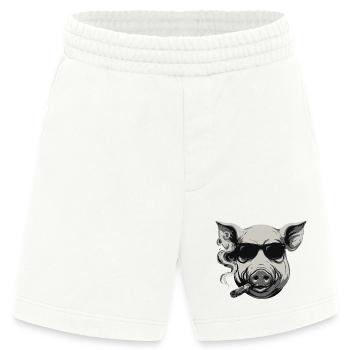 Rauchendes Schwein mit Sonnenbrille - Heavyweight Shorts - made by SPREAD  - OFF WHITE - Vorne