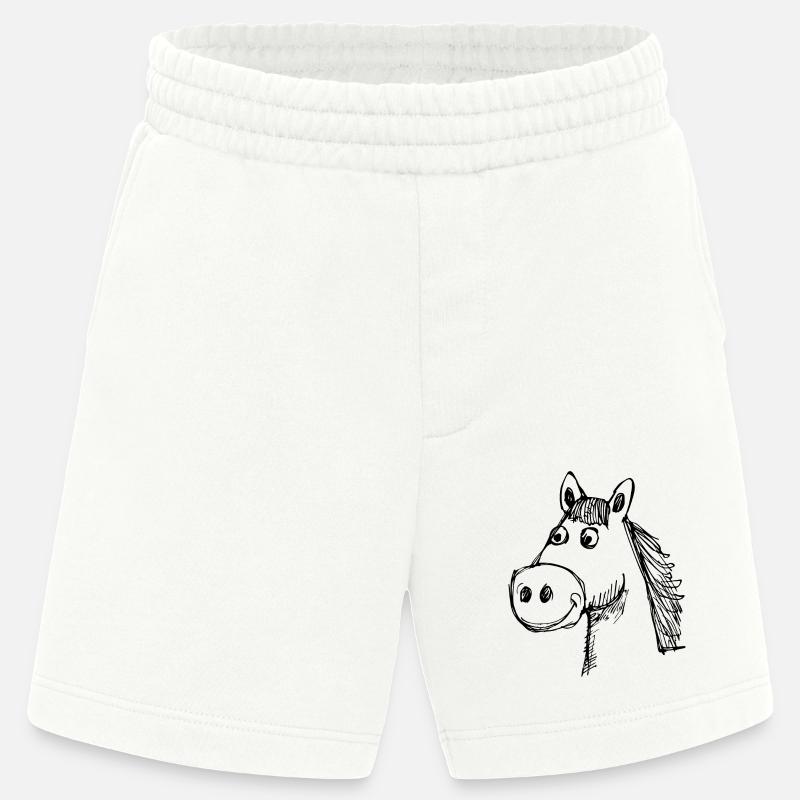 Cheval Chevaux Équitation Cavalier - Short bio épais fabriqué en UE - OFF WHITE