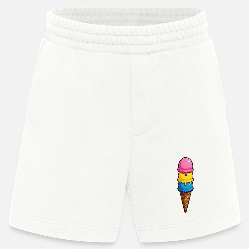 Dreifarbene Eiscreme Pyramide - Heavyweight Shorts - made by SPREAD - OFF WHITE