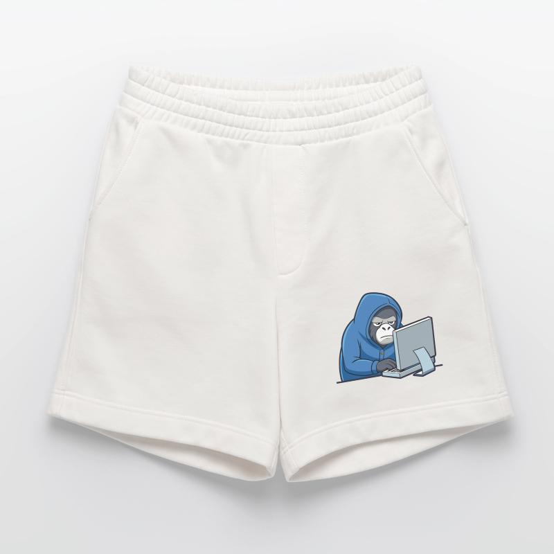 Mignon gorille hacker en sweat à capuche devant le PC Short bio épais fabriqué en UE