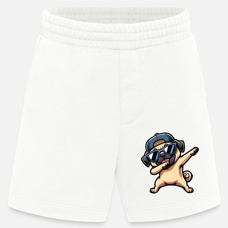 Cool Pug Dab Pose Funny - Heavyweight Shorts - made by SPREAD - OFF WHITE