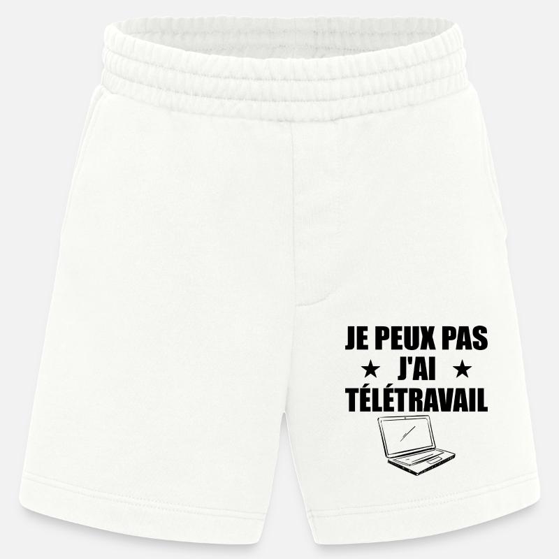 I can't I telework! - Heavyweight Shorts - made by SPREAD  - OFF WHITE