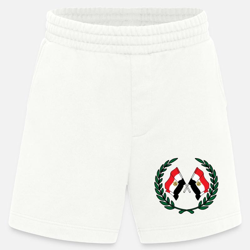 Drapeaux Égypte en couronne de laurier - Short bio épais fabriqué en UE - OFF WHITE