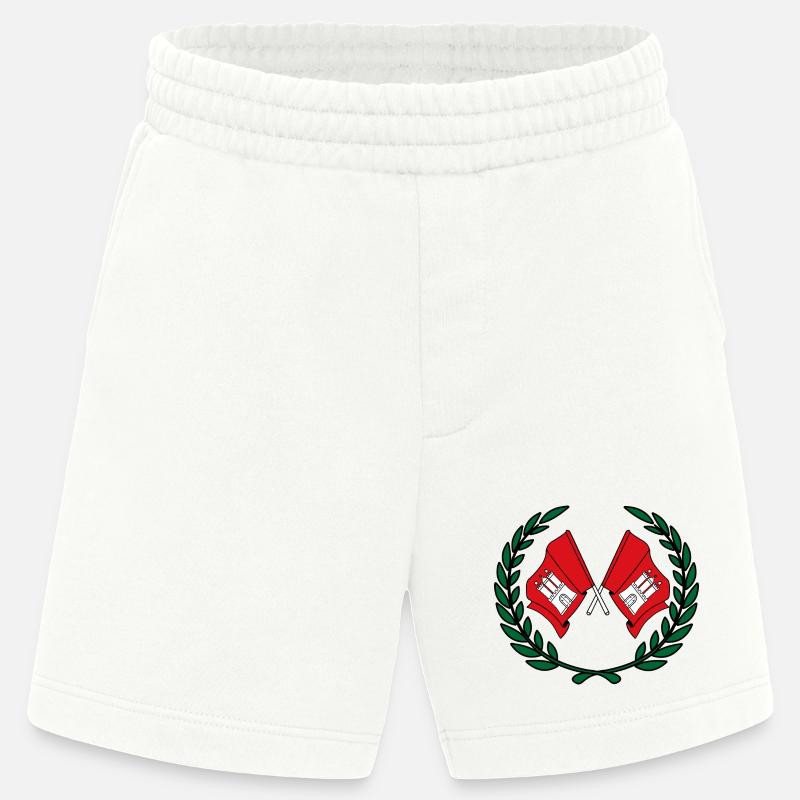 Drapeaux Couronne de laurier de Hambourg - Short bio épais fabriqué en UE - OFF WHITE