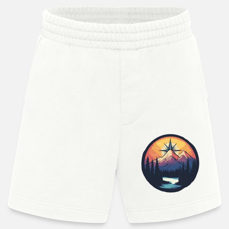 Berge Kompass - Heavyweight Shorts - made by SPREAD  - OFF WHITE