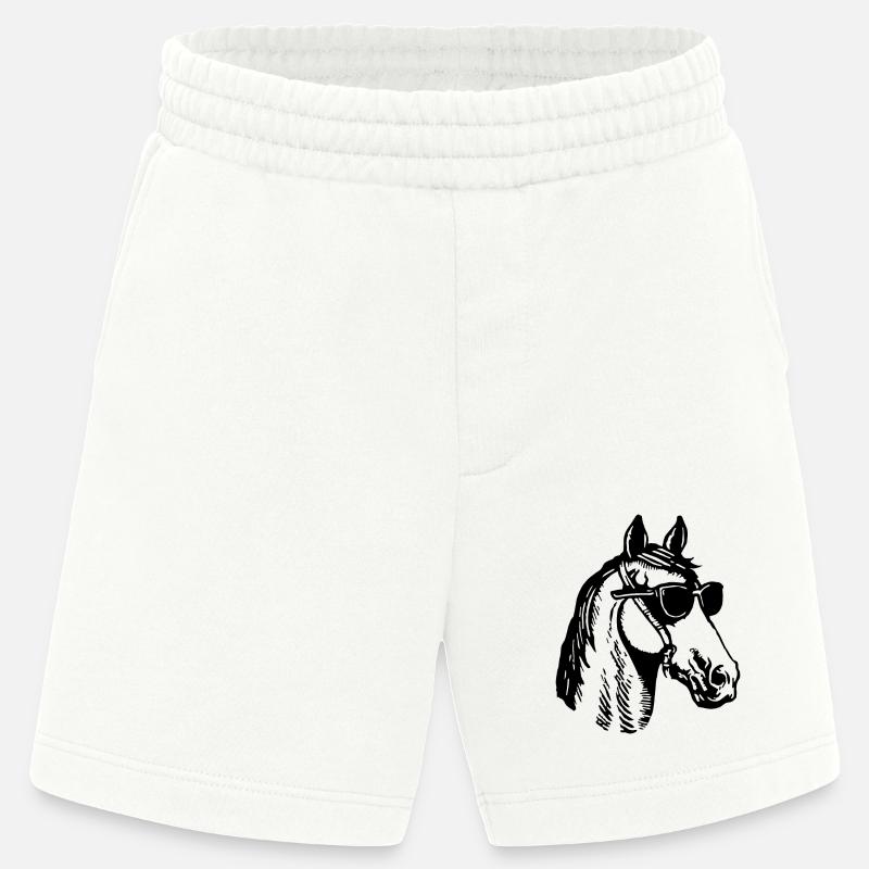 Cheval Chevaux Équitation Cavalier - Short bio épais fabriqué en UE - OFF WHITE