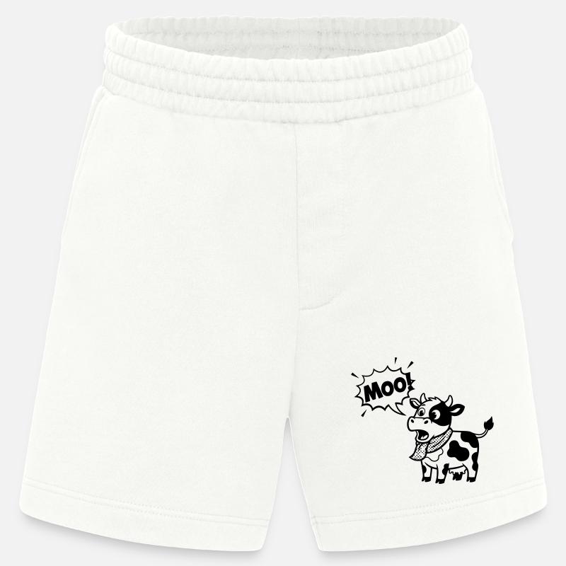 Witzige Kuh Moo Comic Sprechblase - Heavyweight Shorts - made by SPREAD  - OFF WHITE
