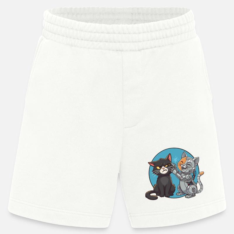 Chat et robot - Short bio épais fabriqué en UE - OFF WHITE
