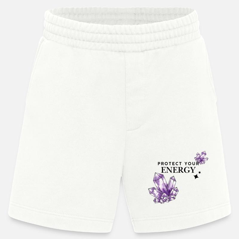 Violette Kristallcluster auf Schwarz - Heavyweight Shorts - made by SPREAD  - OFF WHITE