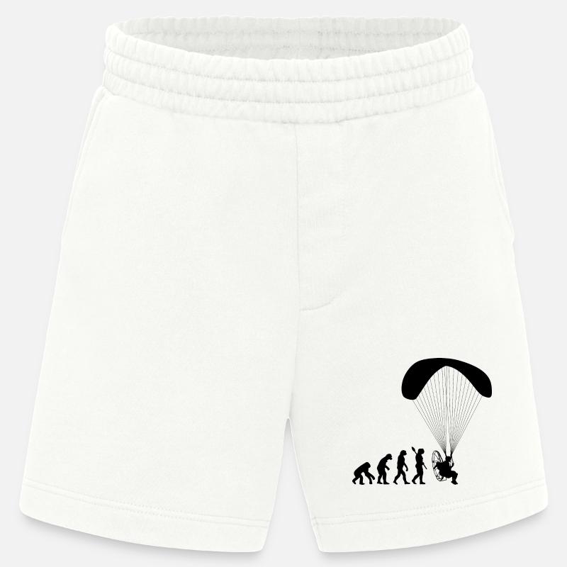 Paramotoring Human Evolution Funny - Heavyweight Shorts - made by SPREAD  - OFF WHITE