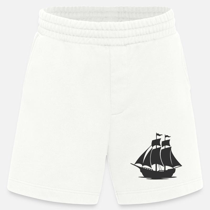 Mysteriöse Silhouette eines Segelschiffs - Heavyweight Shorts - made by SPREAD  - OFF WHITE