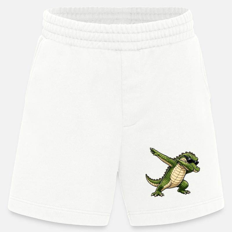 Squapping Crocodile - Pantaloncini ecologici Heavyweight Made in UE - OFF WHITE