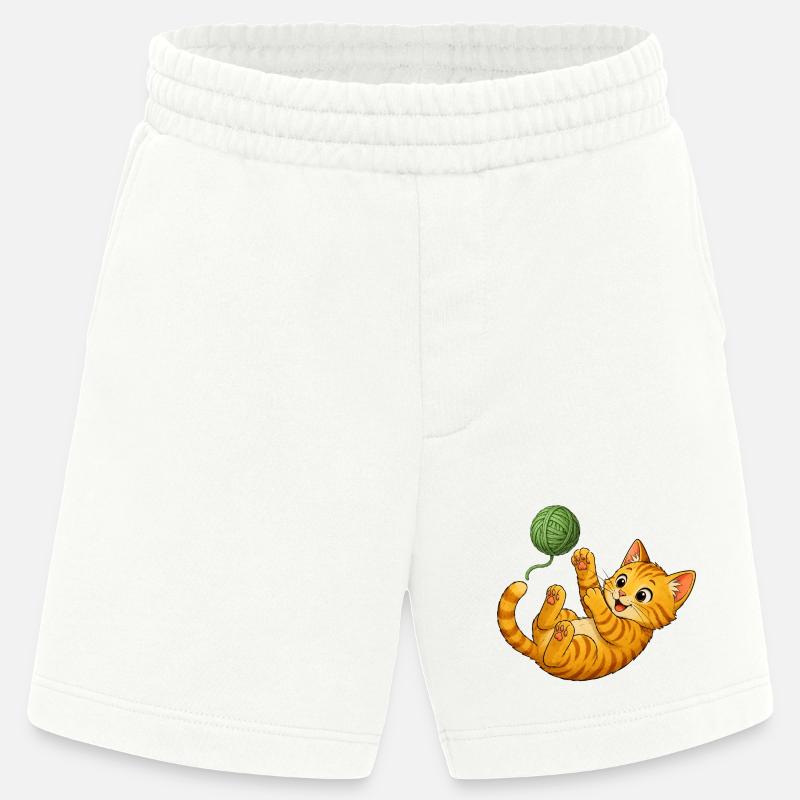 Kitten playing with wool - Heavyweight Shorts - made by SPREAD  - OFF WHITE