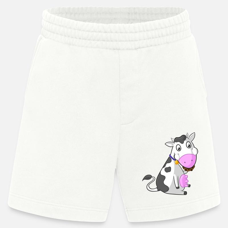 Mampfende Comic Kuh - Heavyweight Shorts - made by SPREAD  - OFF WHITE