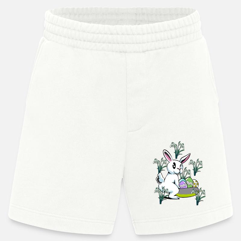 Spring snowdrop flowers Easter bunny - Heavyweight Shorts - made by SPREAD - OFF WHITE