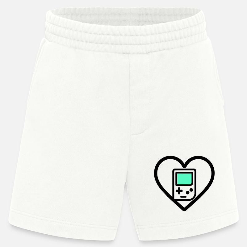 Retro Heart – Console portable rétro - Short bio épais fabriqué en UE - OFF WHITE