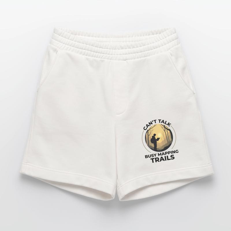 Outdoor Mapping Explorer Forest Map Sunrise Heavyweight Shorts - made by SPREAD 