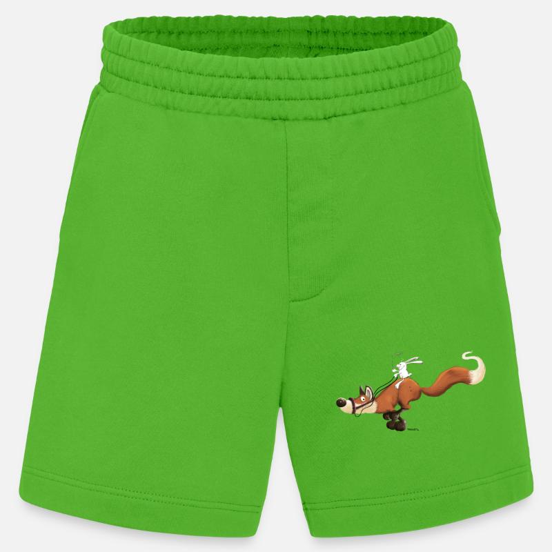 Rabbit riding a fox - Heavyweight Shorts - made by SPREAD  - Apple Neon
