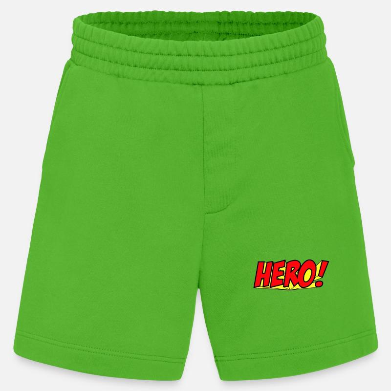 Superhelden Comics Geschichte Illustration - Heavyweight Shorts - made by SPREAD  - Apple Neon