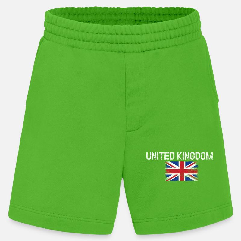 Impression du drapeau vieilli du Royaume-Uni - Short bio épais fabriqué en UE - Apple Neon