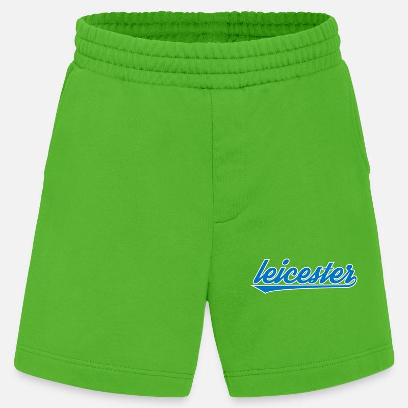 Leicester Blue Script Design - Heavyweight Shorts - made by SPREAD - Apple Neon