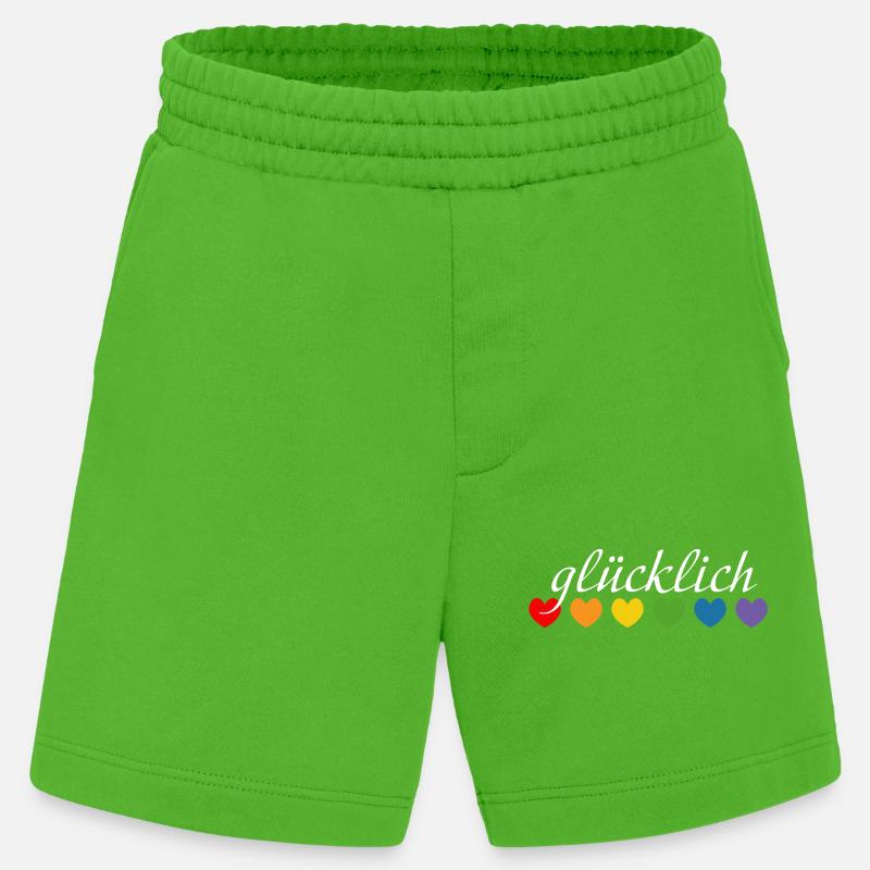 Regenbogenherzchen gluecklich weiss - Heavyweight Shorts - made by SPREAD  - Apple Neon