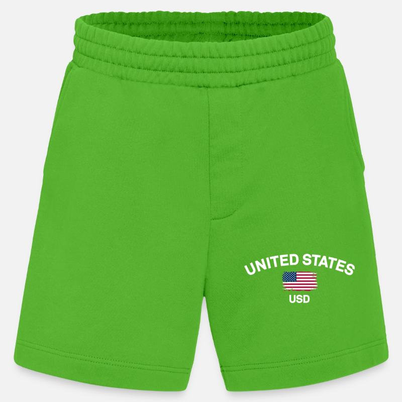 Distressed US Flag USD Graphic - Heavyweight Shorts - made by SPREAD - Apple Neon