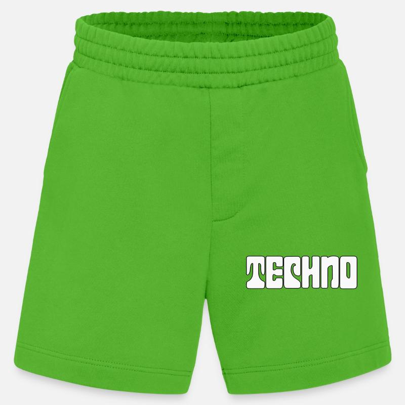 Futuristic Techno Pattern Tee - Heavyweight Shorts - made by SPREAD  - Apple Neon