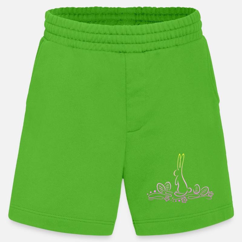 Easter Bunny Silhouette with Easter Eggs - Heavyweight Shorts - made by SPREAD - Apple Neon