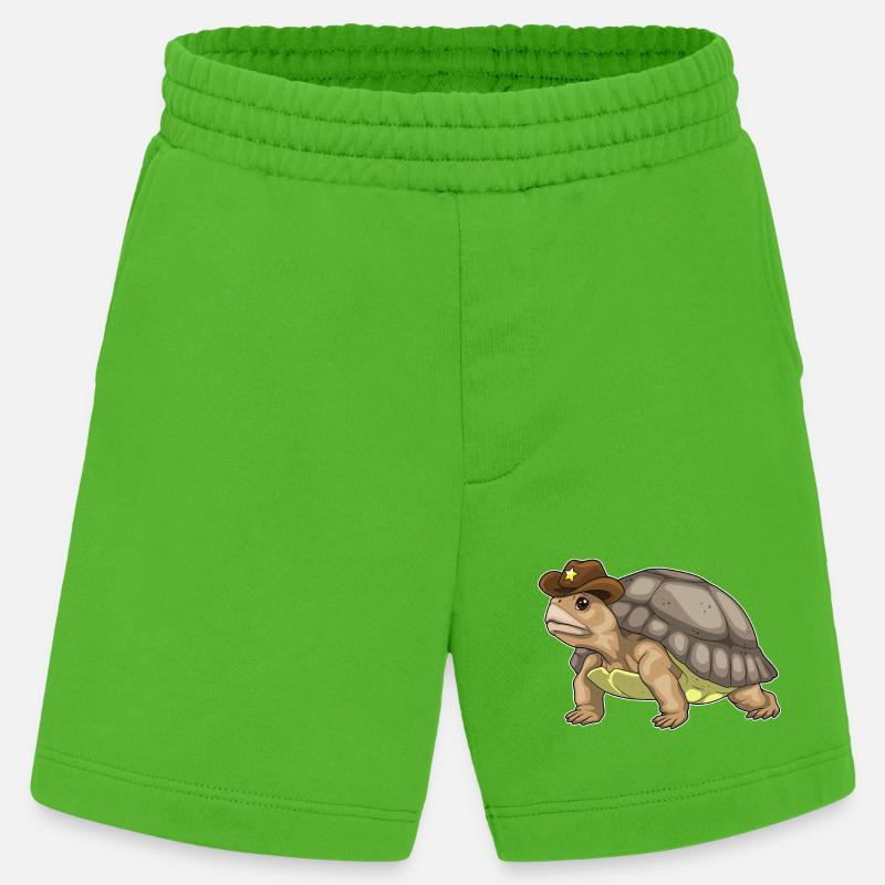 Turtle Sheriff Sheriff's Hat - Heavyweight Shorts - made by SPREAD - Apple Neon